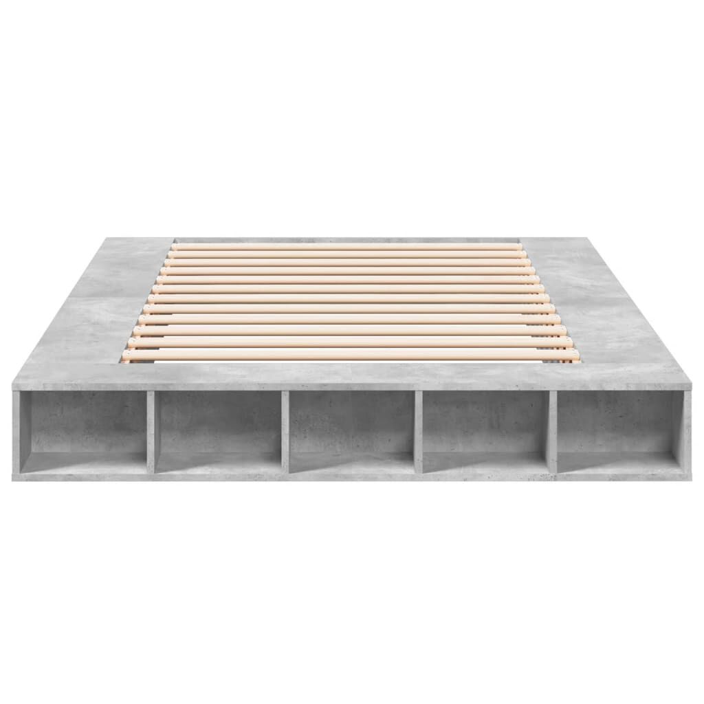 vidaXL Πλαίσιο Κρεβατιού Γκρι Σκυροδέματος 150x200 εκ. Επεξεργ. Ξύλο