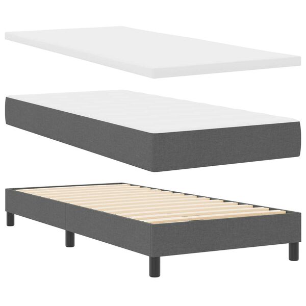vidaXL Κρεβάτι Box Spring με Στρώμα, Σκούρο Γκρι - 80 x 200 εκ., Ύφασμα