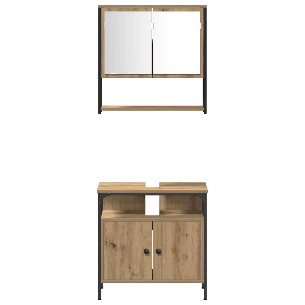 vidaXL Σετ Επίπλων Μπάνιου με πόρτα 3 pcs Καφέ 33 x 33 x 120.5 εκ.