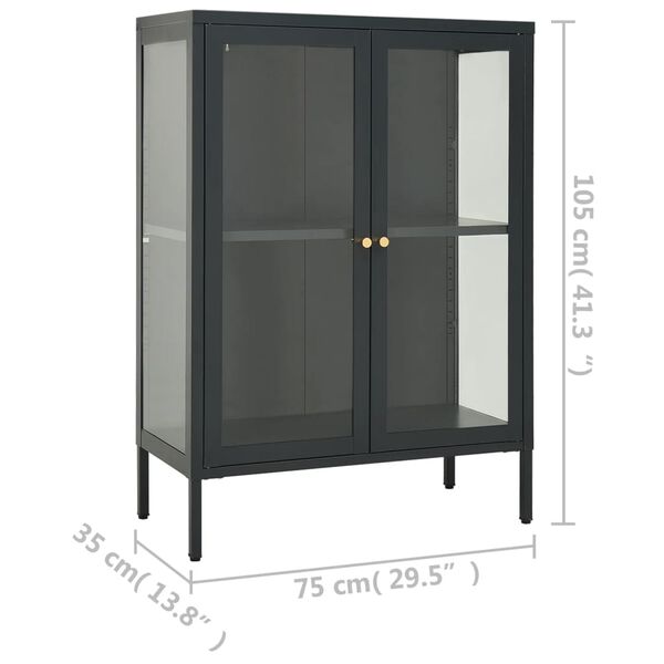 vidaXL Μπουφές Ανθρακί 75 x 35 x 105 εκ. από Ατσάλι και Γυαλί