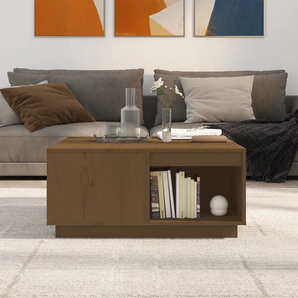 vidaXL Τραπεζάκι Σαλονιού Καφέ Μελί 80x81x36,5 εκ. Μασίφ Ξύλο Πεύκου