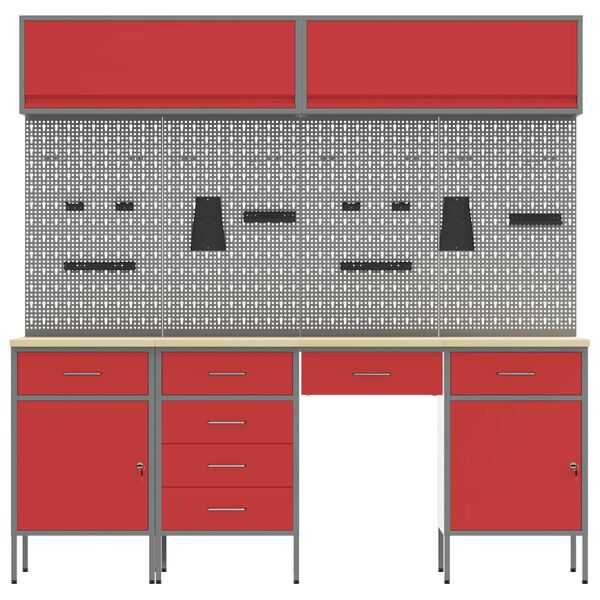 vidaXL Πάγκος εργασίας 10 pcs Μαύρο 200 x 55 x 200 εκ. Ατσάλι