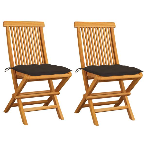 vidaXL Καρέκλες Κήπου 2 τεμ. από Μασίφ Ξύλο Teak με Taupe Μαξιλάρια