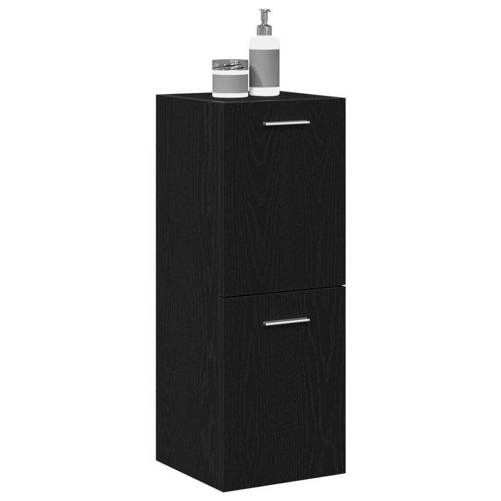 vidaXL Ντουλάπι Τοίχου Μπάνιου Μαύρη Δρυς 30x30x80 εκ, Κατασκευασμένο από Ξύλο