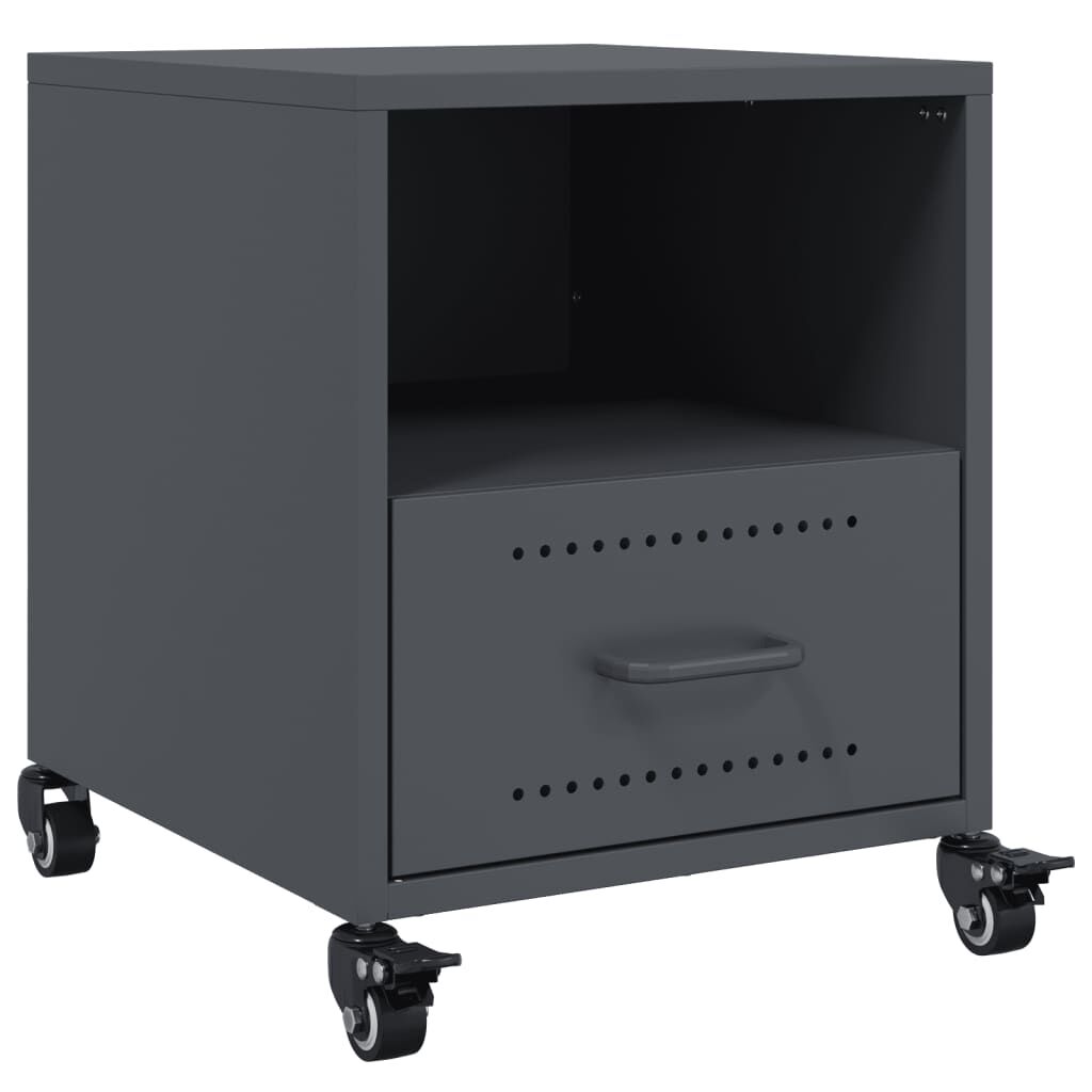 vidaXL Κομοδίνα 2 τεμ. Ανθρακί 36x39x43,5 εκ. από Χάλυβα
