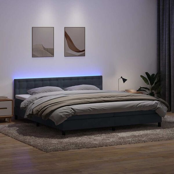 vidaXL &Kappa;&rho;&epsilon;&beta;ά&tau;&iota; Boxspring &mu;&epsilon; &Sigma;&tau;&rho;ώ&mu;&alpha; & LED &Sigma;&kappa;&omicron;ύ&rho;&omicron; &gamma;&kappa;&rho;&iota; 180x220 &epsilon;&kappa;. &Beta;&epsilon;&lambda;&omicron;ύ&delta;&iota;&nu;&omicron;
