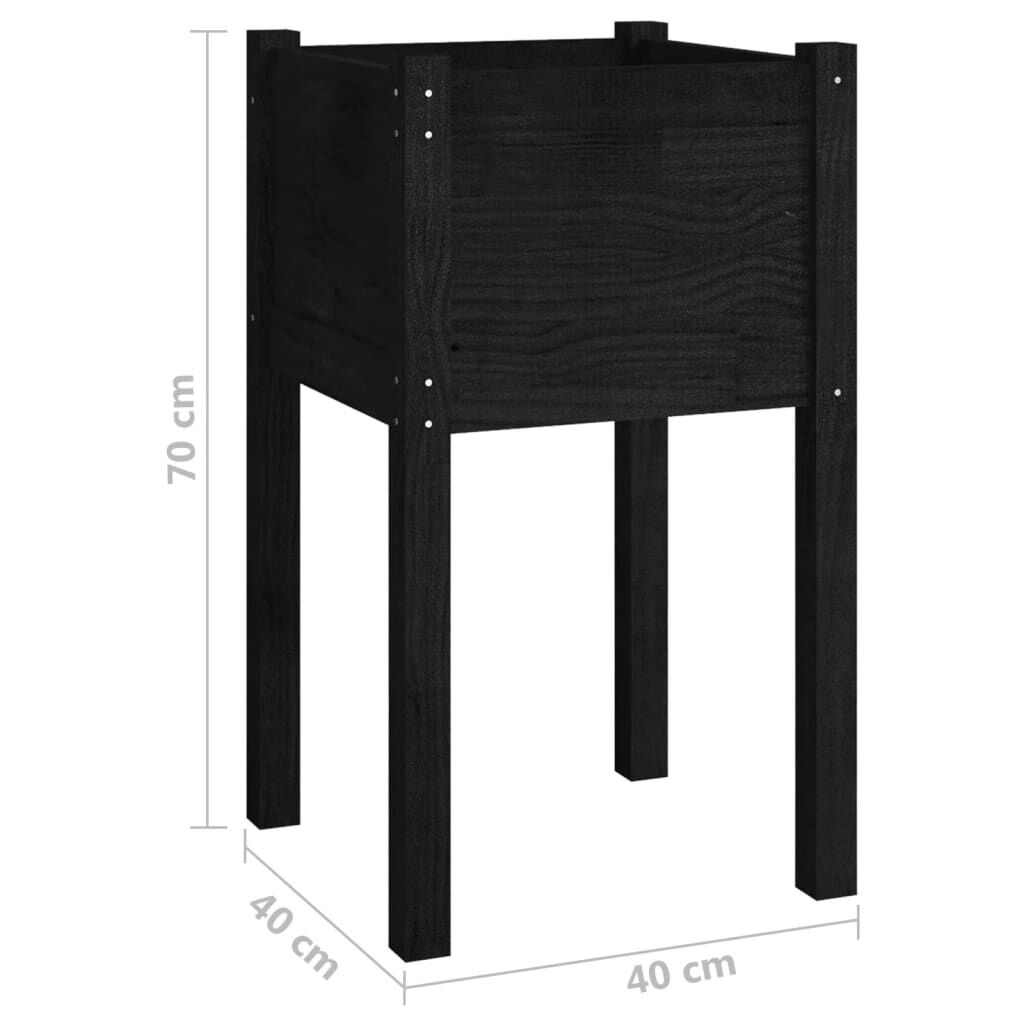 vidaXL Ζαρντινιέρες 2 τεμ. Μαύρες 40 x 40 x 70 εκ. Μασίφ Ξύλο Πεύκου
