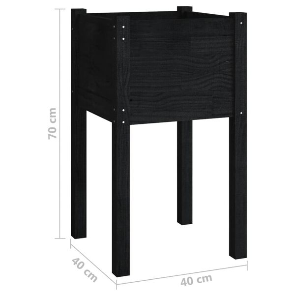 vidaXL Ζαρντινιέρες 2 τεμ. Μαύρες 40 x 40 x 70 εκ. Μασίφ Ξύλο Πεύκου