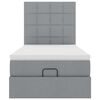 vidaXL Οθωμανικό κρεβάτι με στρώμα ανοιχτό γκρι 90x200cm ύφασμα