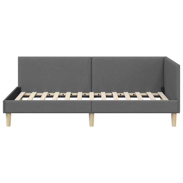 vidaXL Κρεβάτι Γωνίας Σκούρο γκρι 90 x 190 cm Ύφασμα και Έργο ξύλου
