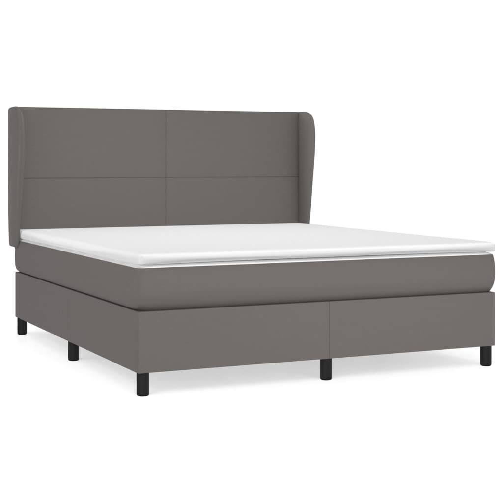 vidaXL Κρεβάτι Boxspring με Στρώμα Γκρι 180x200 εκ. Συνθετικό Δέρμα