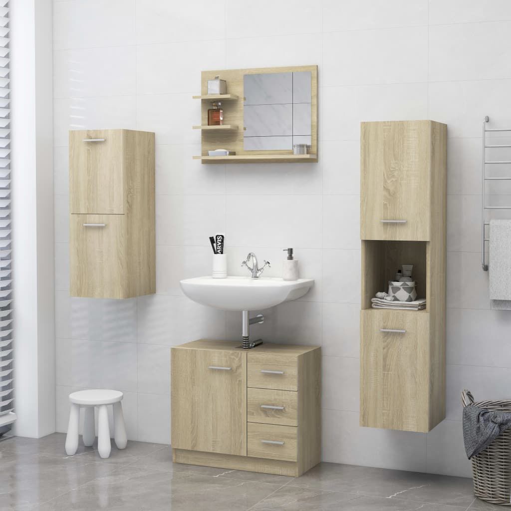 vidaXL Καθρέφτης Μπάνιου Sonoma Δρυς 60 x 10,5 x 45 εκ. Επεξ. Ξύλο