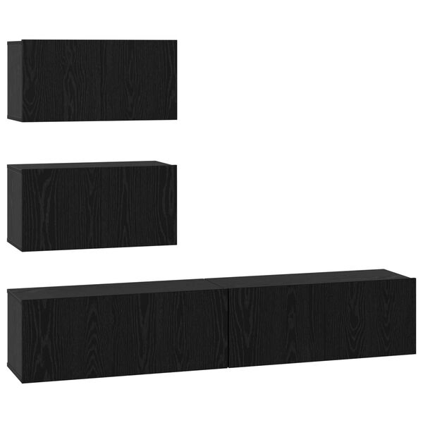 vidaXL Σέτ Ντουλάπας Τηλεόρασης 4 pcs Μαύρη Δρυς 80 x 30 x 30 εκ.