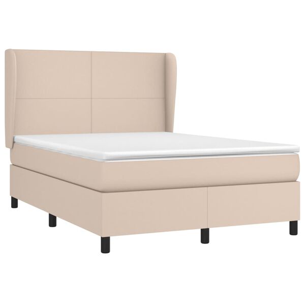 vidaXL Κρεβάτι Boxspring με Στρώμα Καπουτσίνο 140x190εκ.από Συνθ.Δέρμα
