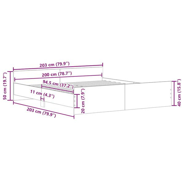 vidaXL Πλαίσιο Κρεβατιού με Κεφαλάρι & Ποδαρικό Λευκό 200 x 200 εκ.