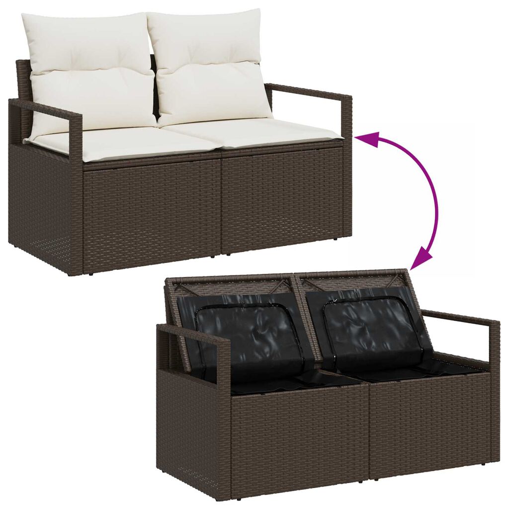 vidaXL Σετ Καναπέ Κήπου με αποθήκευση 8 pcs Καφέ Πολυ ράταν