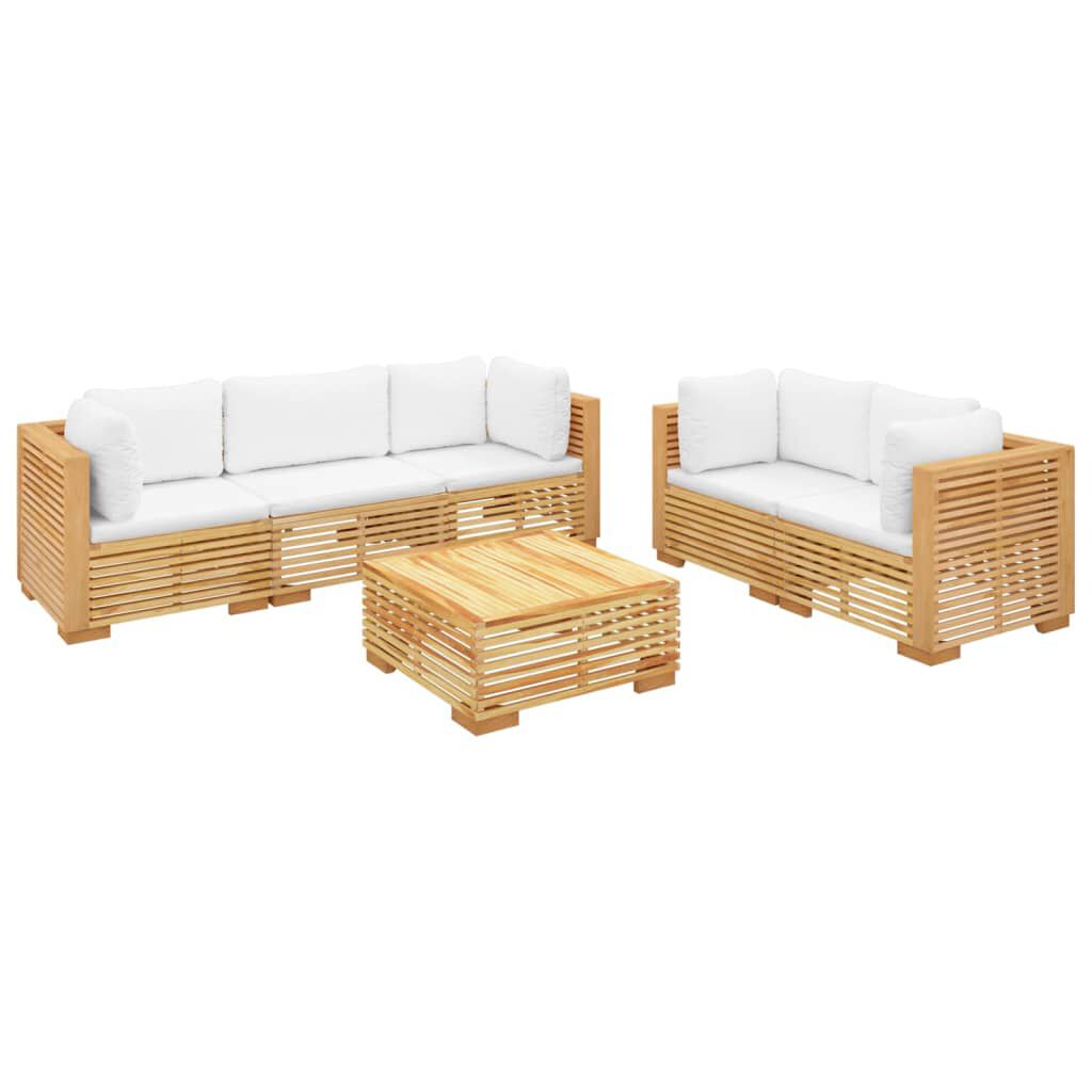 vidaXL Σαλόνι Κήπου Σετ 6 Τεμαχίων από Μασίφ Ξύλο Teak με Μαξιλάρια
