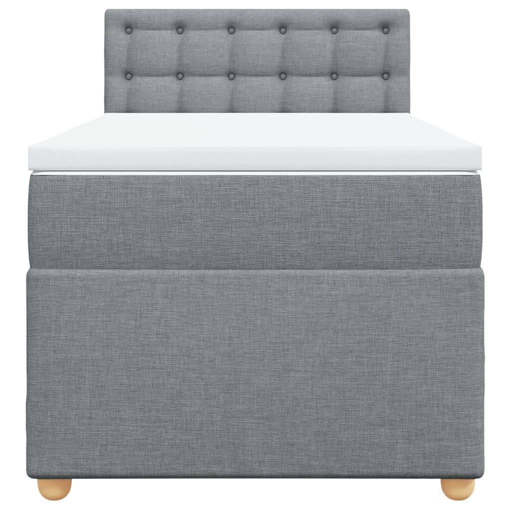 vidaXL Κρεβάτι Boxspring με Στρώμα Ανοιχτό Γκρι 100x200 εκ. Υφασμάτινο