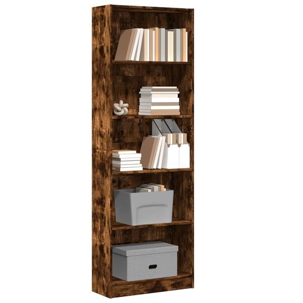 vidaXL Βιβλιοθήκη Καπνιστή Δρυς 60x24x176 εκ. από Επεξεργασμένο Ξύλο