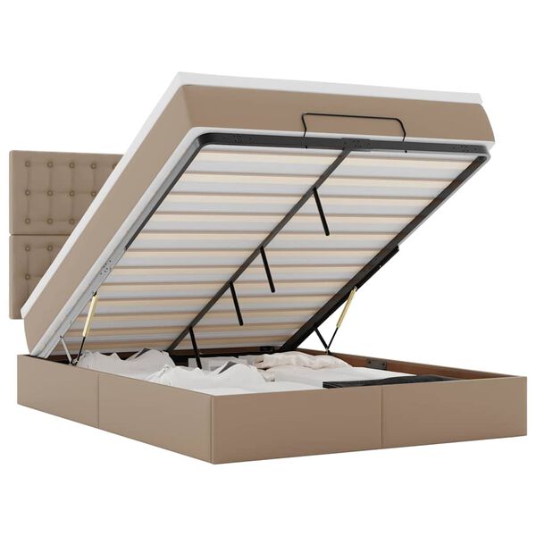 vidaXL Οθωμανικό κρεβάτι με στρώμα Cappucino 140x200cm Faux Leather