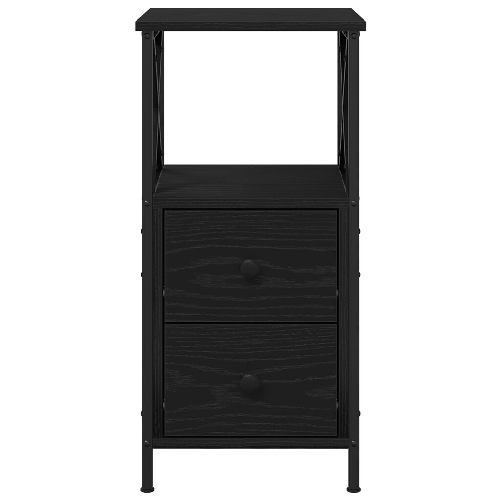 vidaXL Μαύρο Κομοδίνο από Δρύς 34x35,5x70 εκ.