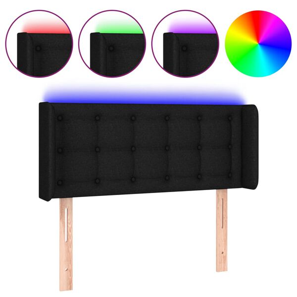 vidaXL Κεφαλάρι Κρεβατιού LED Μαύρο 93x16x78/88 εκ. Υφασμάτινο