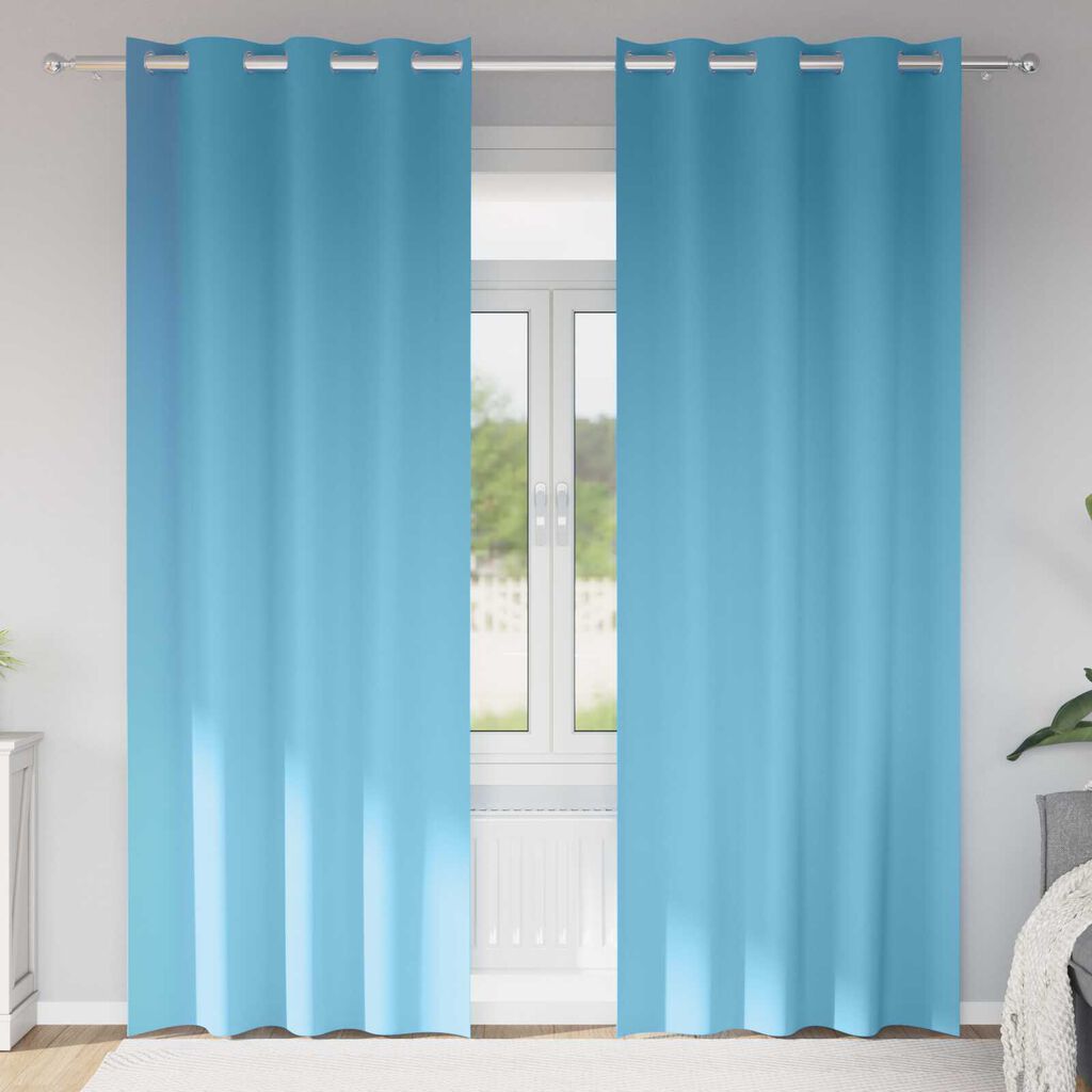 vidaXL Κουρτίνες με κουρτίνες 2 pcs Γαλάζιο 260 x 140 εκ. Πολυεστέρας