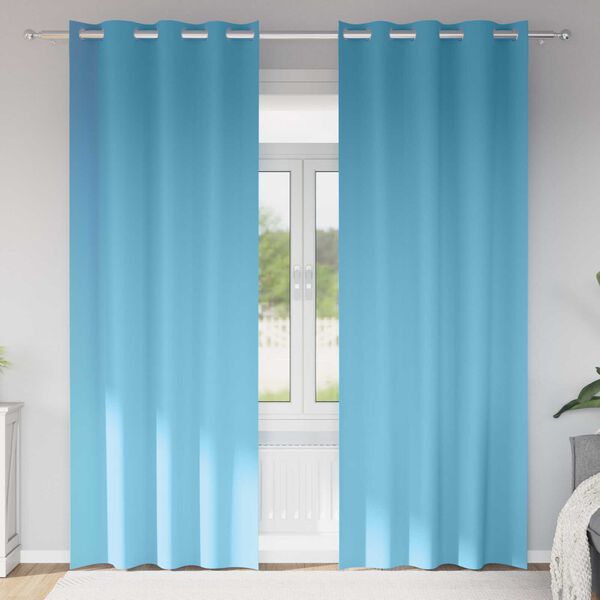 vidaXL Κουρτίνες με κουρτίνες 2 pcs Γαλάζιο 260 x 140 εκ. Πολυεστέρας