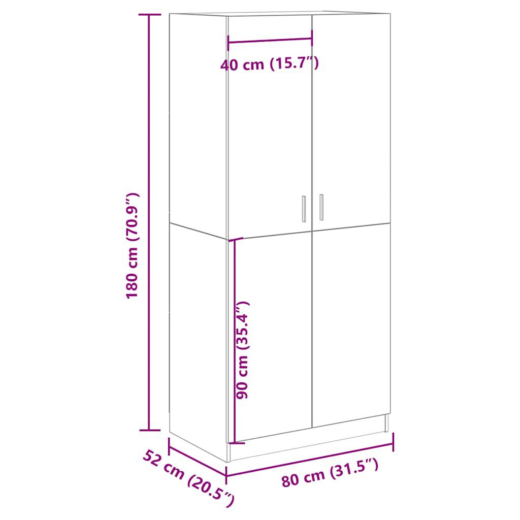 vidaXL Ντουλάπα Τεχνίτης Δρυς 80x52x180 εκ Επεξεργασμένο Ξύλο