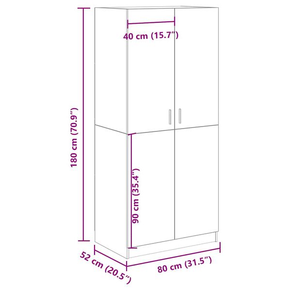 vidaXL Ντουλάπα Τεχνίτης Δρυς 80x52x180 εκ Επεξεργασμένο Ξύλο