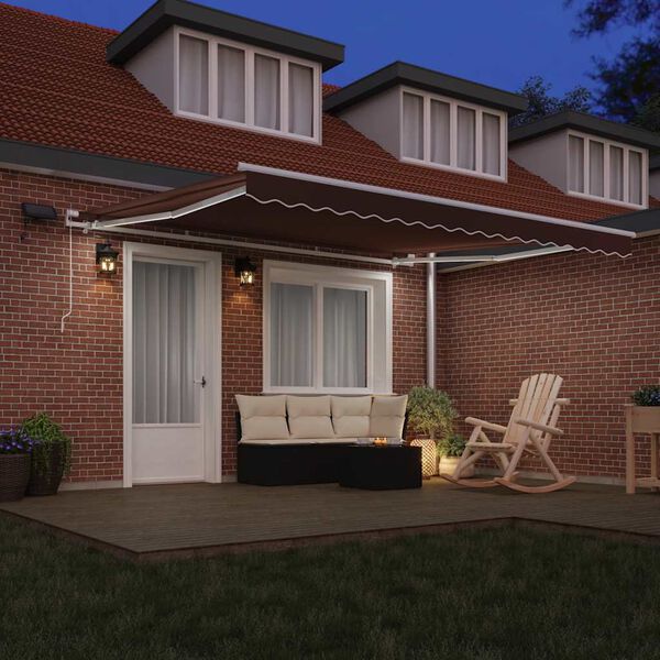 vidaXL Τέντα Πτυσσόμενη Χειροκίνητη με LED Καφέ 400x300 εκ.