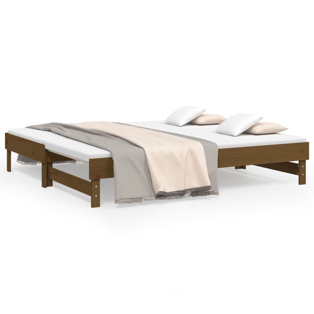 vidaXL Καναπές Κρεβάτι Συρόμενος Μελί 2x(75x190) εκ. Μασίφ Ξύλο Πεύκου