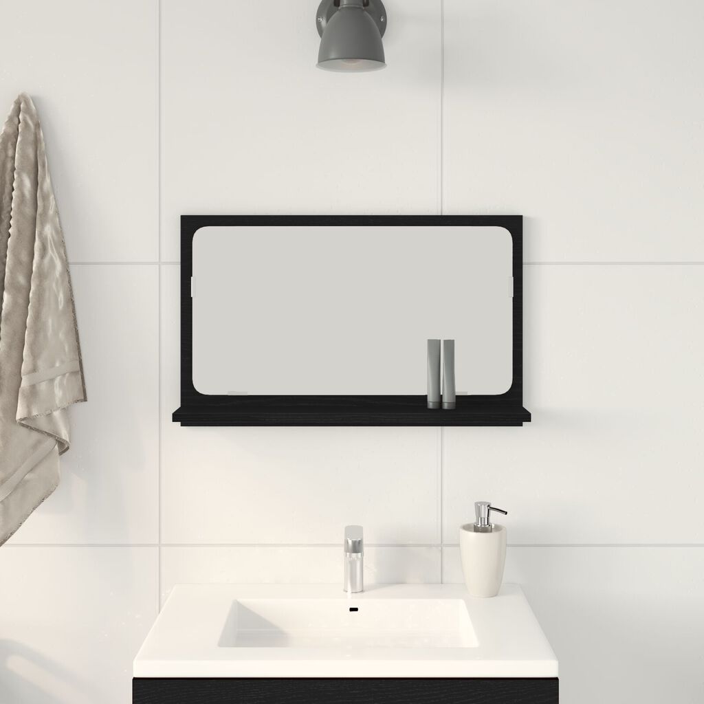 Καθρέφτης μπάνιου vidaXL σε μαύρο δρυ, 60x10,5x37 εκ, φτιαγμένος από ξύλο