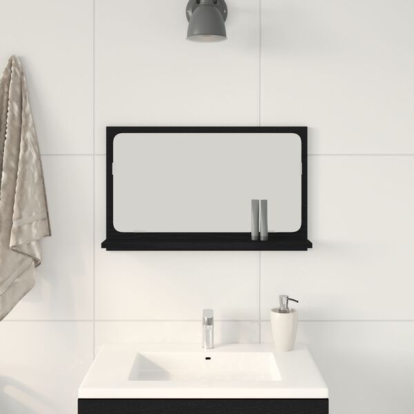 Καθρέφτης μπάνιου vidaXL σε μαύρο δρυ, 60x10,5x37 εκ, φτιαγμένος από ξύλο