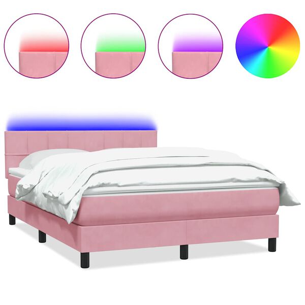 vidaXL &Kappa;&rho;&epsilon;&beta;ά&tau;&iota; Boxspring &mu;&epsilon; &Sigma;&tau;&rho;ώ&mu;&alpha; & LED &rho;&omicron;&zeta; 160x220 cm &Beta;&epsilon;&lambda;&omicron;ύ&delta;&iota;&nu;&omicron;