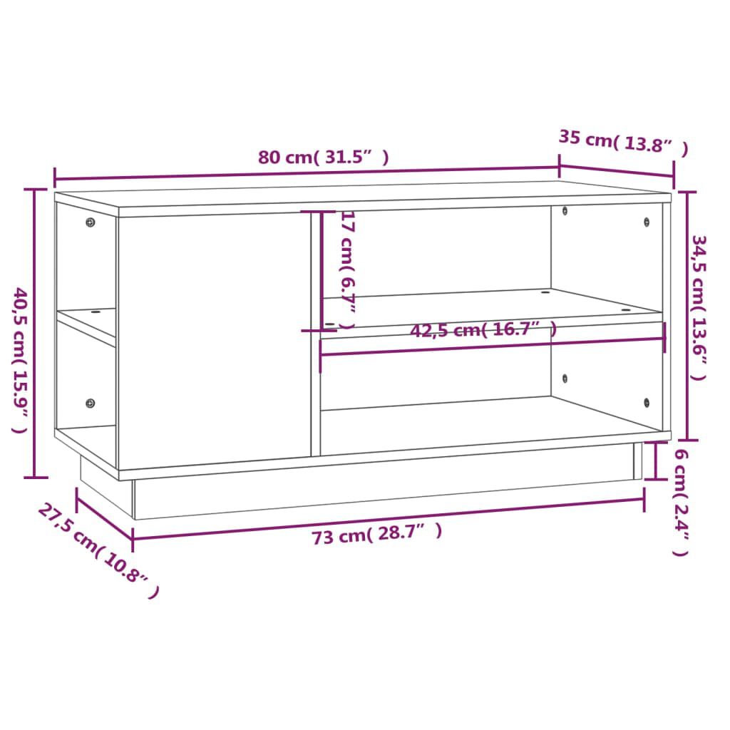 vidaXL Έπιπλο Τηλεόρασης 80 x 35 x 40,5 εκ. από Μασίφ Ξύλο Πεύκου