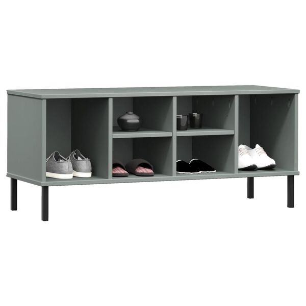 vidaXL Παπουτσοθήκη OSLO Γκρι 106x35x45 εκ. Μασίφ Ξύλο με Μετ. Πόδια
