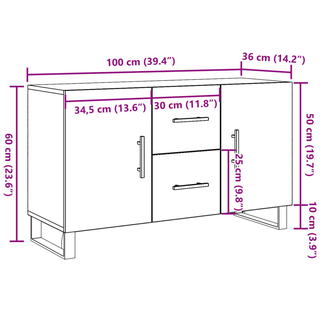 vidaXL Ντουλάπι Παλαιό Ξύλο 100x36x60 εκ. από Επεξεργασμένο Ξύλο