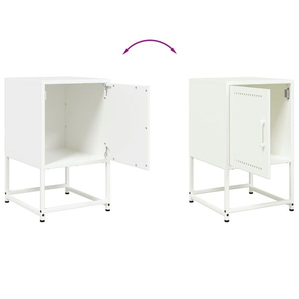 vidaXL Κομοδίνα 2 τεμ. Λευκό 36x39x60,5 εκ. από Χάλυβα