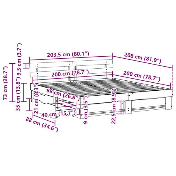 vidaXL Σκελετός Κρεβατιού Λευκό 200 x 200 cm Μασίφ ξύλο πεύκου