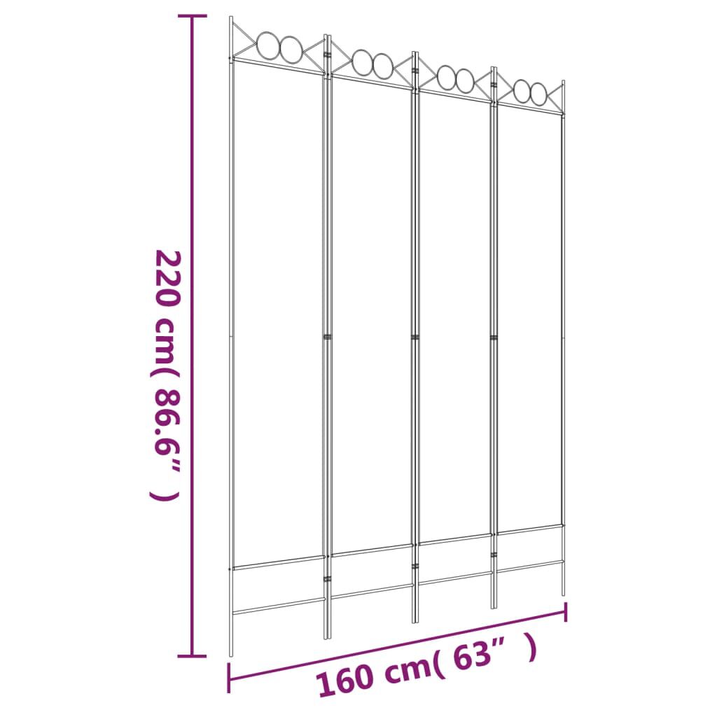 vidaXL Διαχωριστικό Δωματίου με 4 Πάνελ Καφέ 160x220 εκ. από Ύφασμα