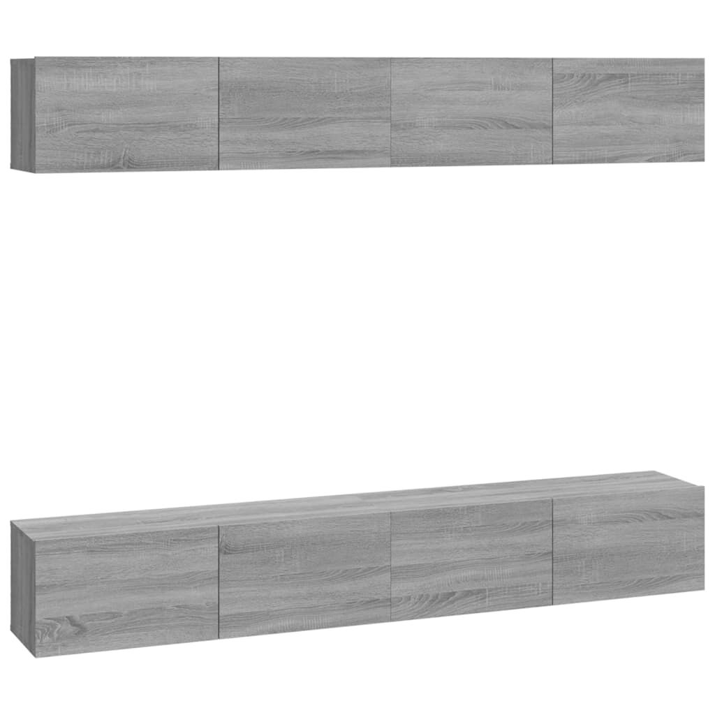 vidaXL Έπιπλα Τηλεόρασης Τοίχου 4 τεμ. Γκρι 100 x 30 x 30 εκ.