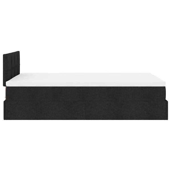 vidaXL Οθωμανικό κρεβάτι με στρώμα Μαύρο 120x190 cm Ύφασμα