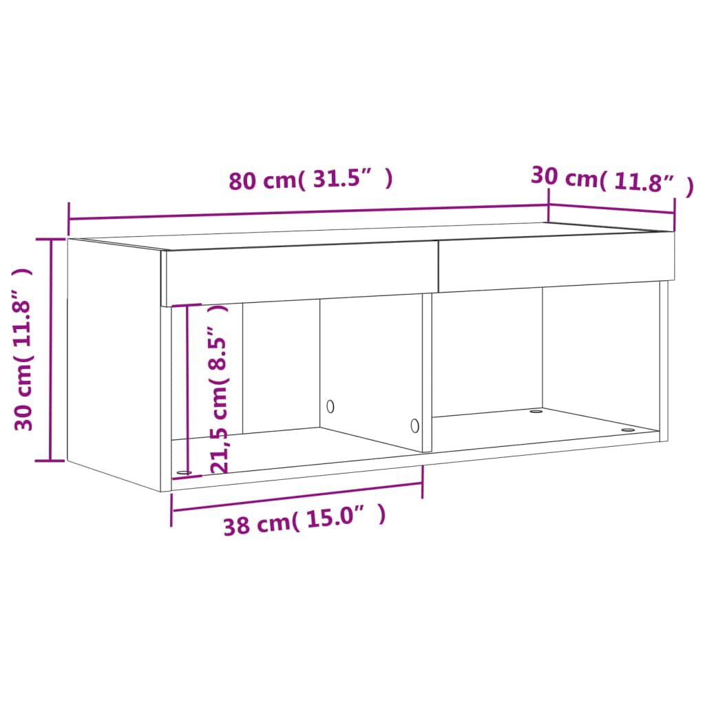 vidaXL Έπιπλο Τηλεόρασης με LED Λευκό 80 x 30 x 30 εκ.