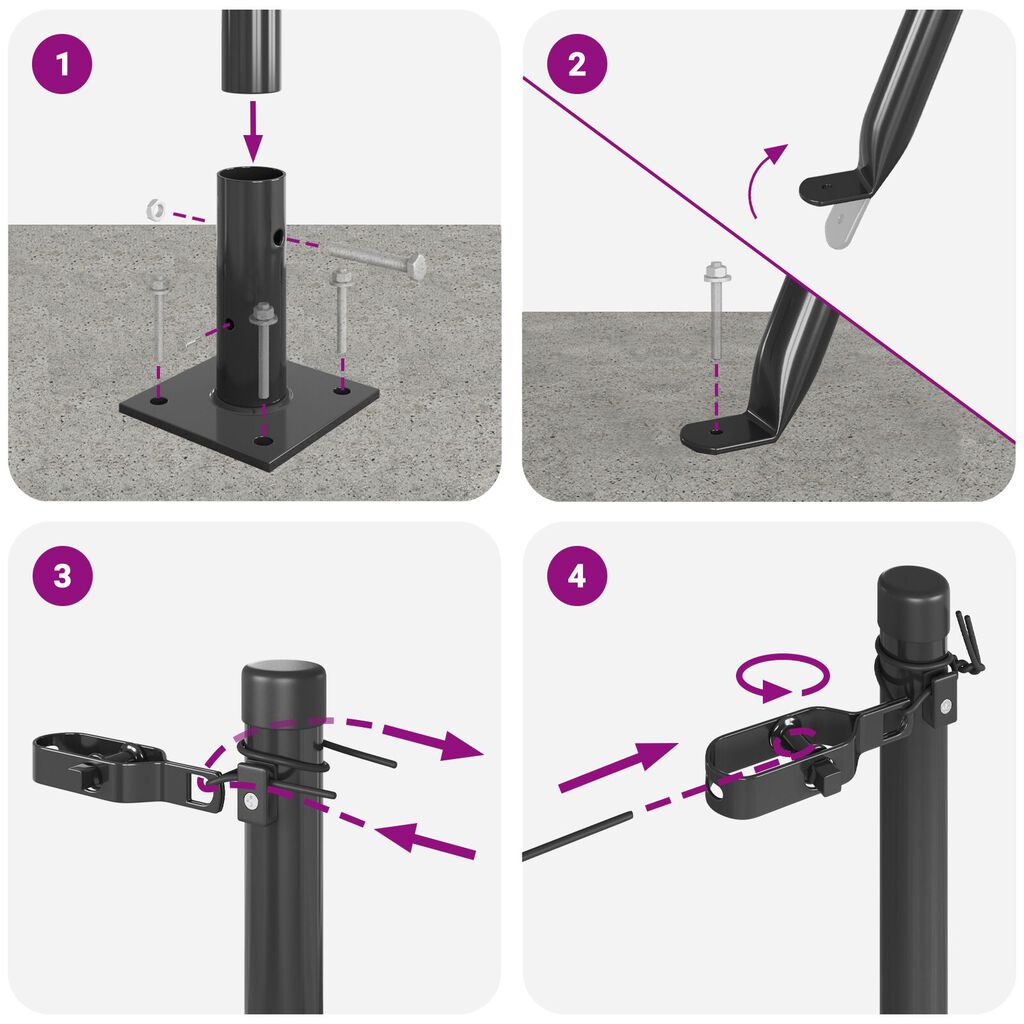 vidaXL Πόposts με Βάσεις 13 τεμ Ø32mm 50cm Γαλβανισμένο Χάλυβα