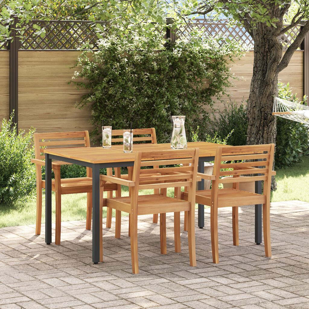 vidaXL Τραπέζι Κήπου 150x90x75 εκ. Κατασκευασμένο από Σταθερό Ξύλο Ακακίας και Μέταλλο