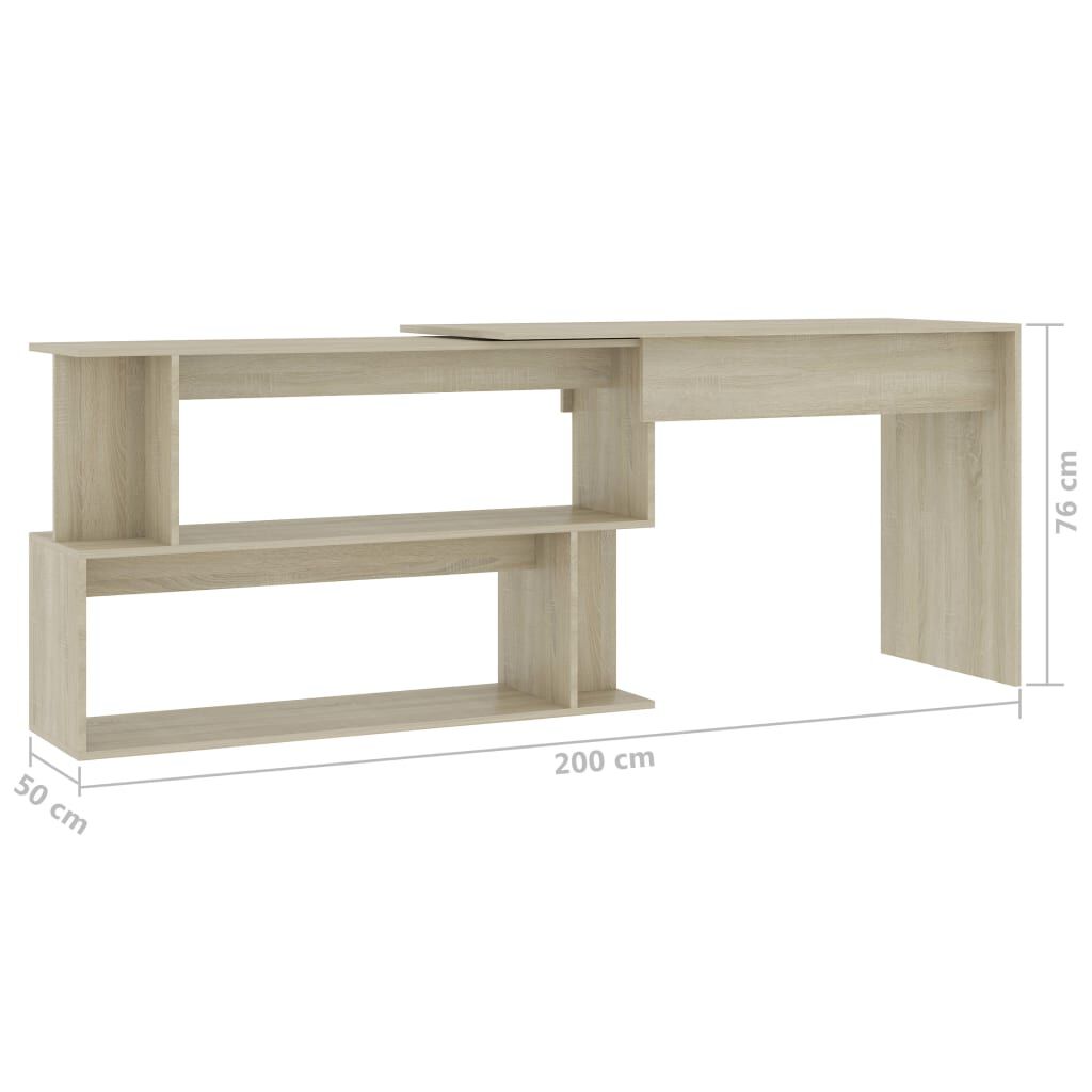 vidaXL Γραφείο Γωνιακό Sonoma Δρυς 200 x 50 x 76 εκ. από Επεξ. Ξύλο