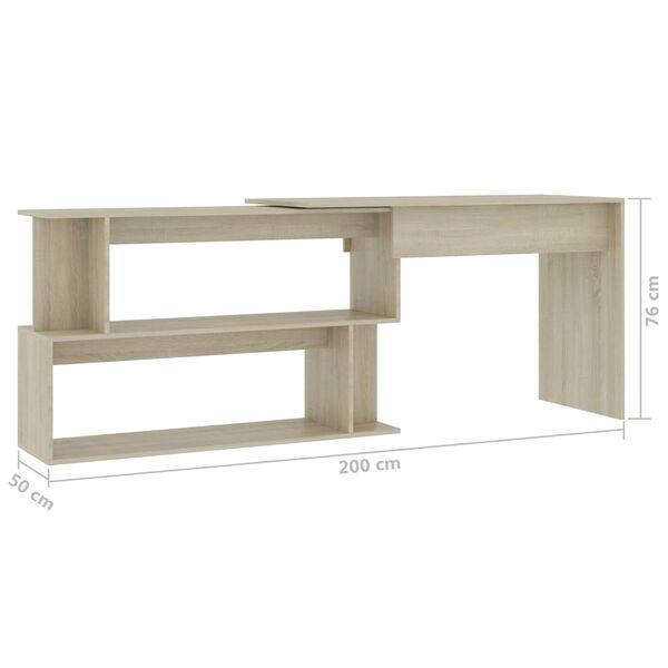 vidaXL Γραφείο Γωνιακό Sonoma Δρυς 200 x 50 x 76 εκ. από Επεξ. Ξύλο
