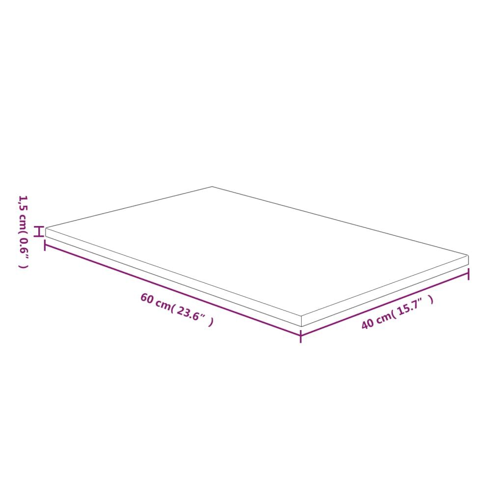 vidaXL Πάγκος Μπάνιου 60 x 40 x 1,5 εκ. Ακατέργαστο Μασίφ Ξύλο