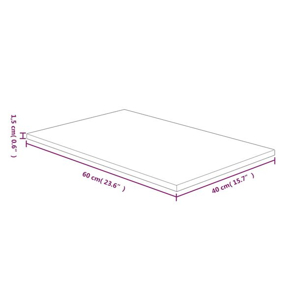 vidaXL Πάγκος Μπάνιου 60 x 40 x 1,5 εκ. Ακατέργαστο Μασίφ Ξύλο